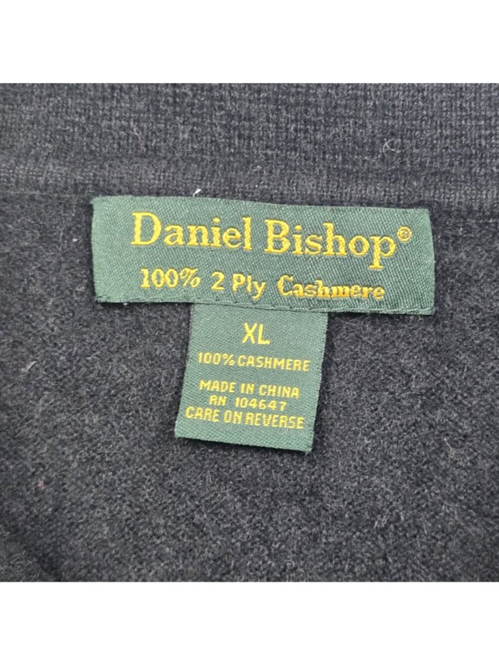 Daniel Bishop XL Mens 2 Ply Cashmere Long Sleeve Black Polo Sweater Pullover - Picture 2 of 3